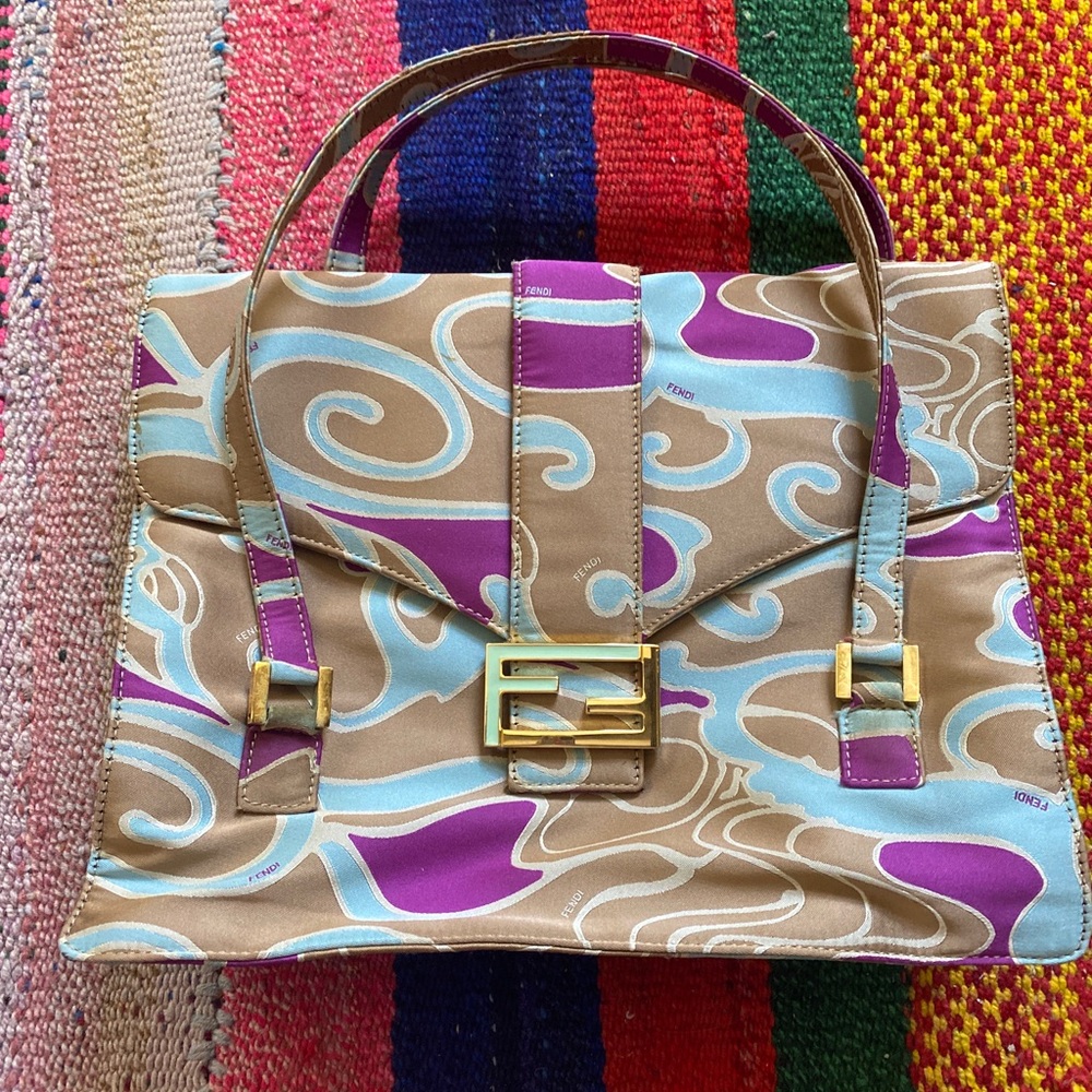 Fendi silk psychedelic swirl bag y2k